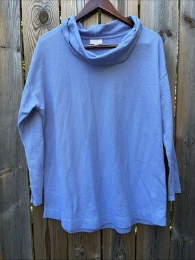 J. Jill Pale Blue Cowl Neck Textured Knit Pullover Size L